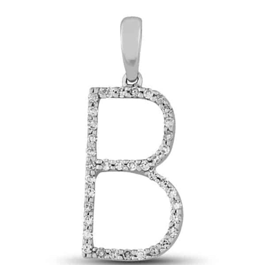 Fine Jewelry Specials The Jewelry Exchange | Diamond Prong Set Initial "B" Pendant In 14K Gold