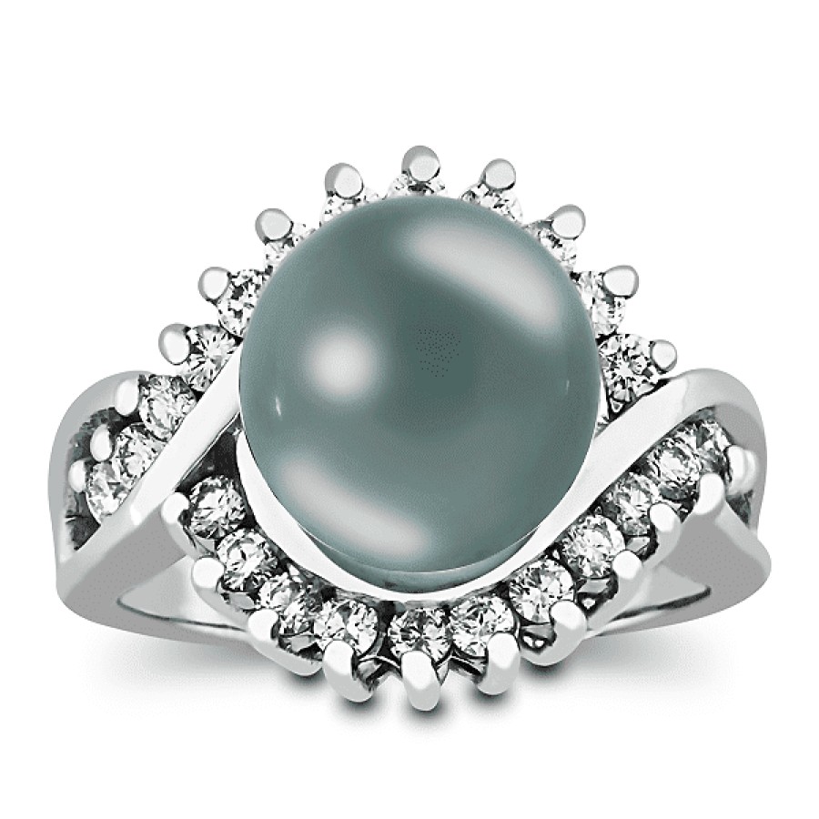 Gemstone Birthday Jewelry The Jewelry Exchange | Diamond - Pearl Ladies' Ring In 14K Gold