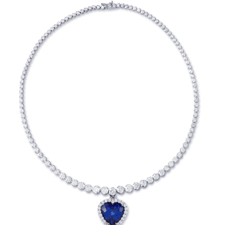 Gemstone Birthday Jewelry The Jewelry Exchange | 34 1/2 Carat Tanzanite And Diamond Necklace In 18K Gold