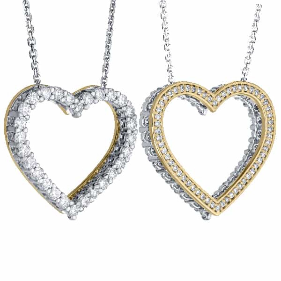 Necklaces And Gold Chains For Women The Jewelry Exchange | 1Cttw Double-Sided Diamond Heart Large Pendant