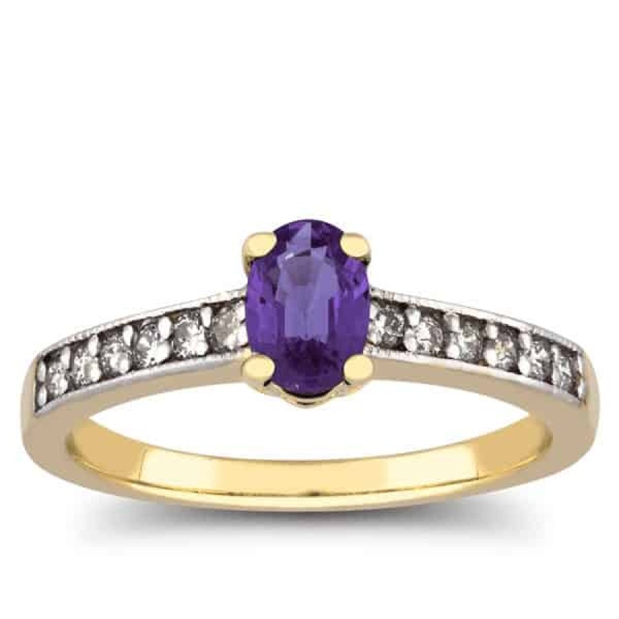 Gemstone Birthday Jewelry The Jewelry Exchange | 1/2Ct Diamond & Amethyst Ring