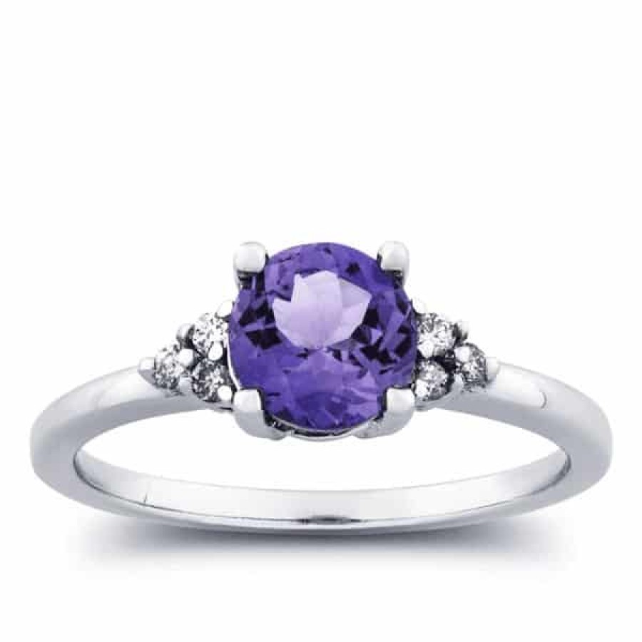 Gemstone Birthday Jewelry The Jewelry Exchange | Light 1 Carat Tanzanite & Diamond Ring In 10K Gold